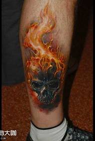 Leg fire tattoo pattern