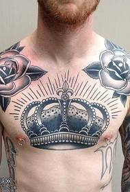 Chest fashion atmosphere crown tattoo pattern