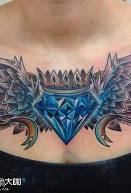 Hauv siab yas pob zeb diamond tattoo qauv