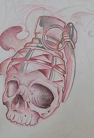 Europska i američka školska granata lubanje kombinacija tetovaža uzorak rukopis