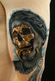 Ysmụ Okoro Ikpuchi na Black Grey Sketch Sting Tips Creative skull Horror Tattoo Picture