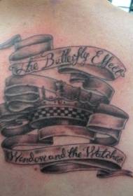 Modello tatuaggio nastro corona e lettera