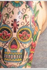 Meksički uzorak tetovaže lubanje u boji ramena