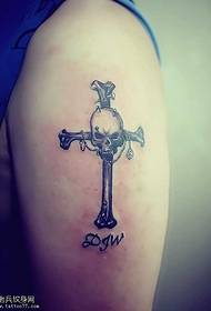 Arm cross skull tattoo pattern
