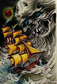 Värilautta purjehdus tatuointi käsikirjoituskuva