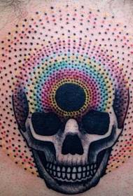 Estilo de pintura de punto de pierna color misterioso patrón de tatuaje de calavera