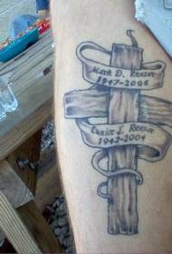 Wooden cross memorial tattoo pattern