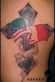 Італійський прапор татуювання візерунок з хрестом