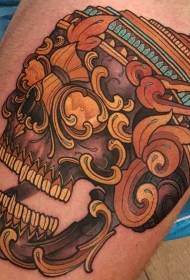 Colorido patrón de tatuaje de calavera de diablo de color