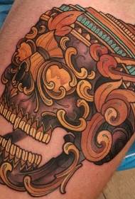 Modello di tatuaggio teschio diavolo colore colorato
