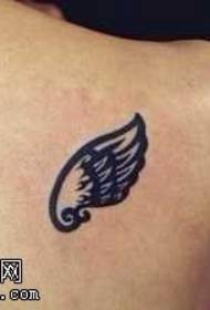 Back black wings tattoo pattern