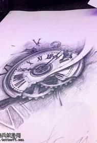 Modello di tatuaggio manoscritto nero ingranaggio grigio