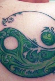 Plantilla de tatuatge de yin i yang de plantes verdes