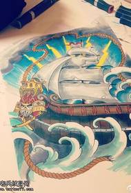 Gambar pertunjukan tato nyaranake pola draf garis desain tato warna