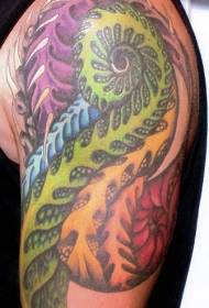 Granda brako kolora spiralo mekanika tatuaje aranĝo