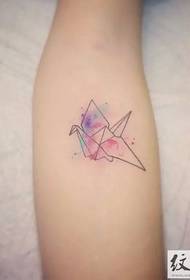 Fresh and simple paper crane tattoo