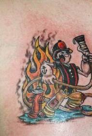 Cartoon Charakter Feuerwehrmann Farbe Tattoo Muster