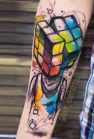 8 Stéck magesch Quadrat Tattoo schafft um Rubik's Cube Thema