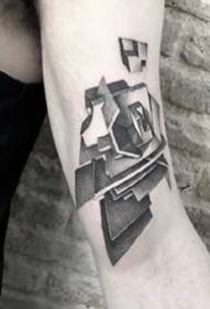 Modello realistico del tatuaggio di puntura 3D in stile geometrico tridimensionale