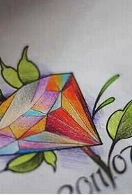 Modello tatuaggio diamante manoscritto