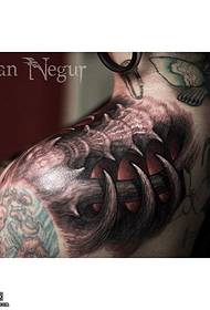 3D skeleton tattoo pattern on the shoulder