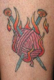 Hořící vlna a jehly tetování vzor