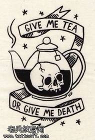 Manuscript a skull teapot tattoo pattern