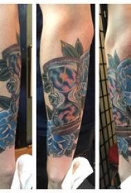 Boys arms painted watercolor sketch creative beautiful flowers hourglass tattoo pictures