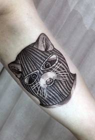 Arm black ilustrasyon style color raccoon mask tattoo