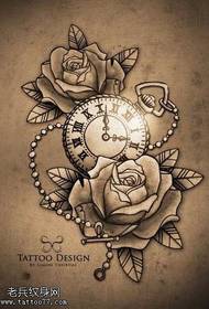 Manuscript history pocket watch tattoo pattern