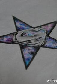 Star Superman pentagram húðflúrhandritsmynd