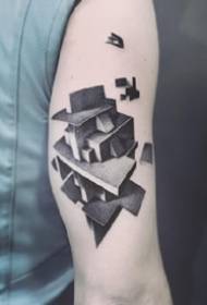 Ang pattern ng 3D visual na tattoo na binubuo ng geometric three-dimensional