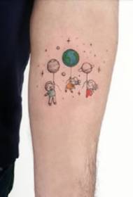 Conjunto muito infantil de desenhos de tatuagem de imagem colorida de desenhos animados