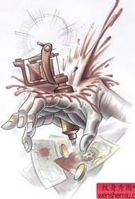 Immagine del modello del tatuaggio della macchina del tatuaggio della mano del manoscritto emozionante e fredda