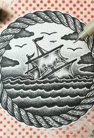 Jeropeesk en Amerikaansk Manuskript foar tatoeage patroan fan seilgolfsting