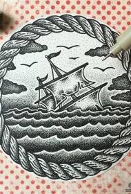 Lámhscríbhinn Patrún Tattoo Tonn Seoltóireachta na hEorpa agus Mheiriceá