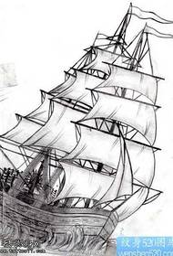 Manuscript sailboat tattoo pattern