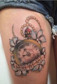 Wzór tatuażu z zegarem tworzy skomplikowany wzór tatuażu z zegarem