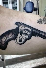 Arm gammal skola stil pistol tatuering mönster