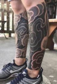 Modello di tatuaggio floreale onda nera giapponese ukiyo-e morto nero