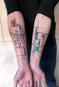 Een set van lijntekeningen tattoo werkt geschikt voor architecten