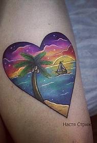 Modello di tatuaggio piccolo paesaggio stellato spiaggia fresca