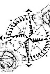 Rukopis ruža kompas tetovaža uzorak