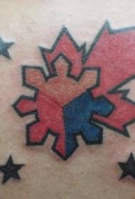 Zadní barevné kanadské symbol tetování