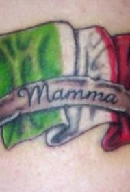 Mamma di culore di spalla cù mudellu di tatuaggi di bandiera