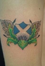 Modello di tatuaggio bandiera scozzese colorato spalla