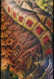 Kleurde stereo meganyske struktuer tattoo patroan