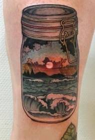 Tattoo სურათები კომპლექტი მინის ბოთლები და ქილებში