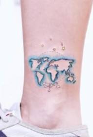 Small airplane tattoo Minimalist travel theme map and small airplane tattoo pattern