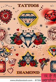 un conjunto de trabajos manuscritos de tatuajes de diamantes
